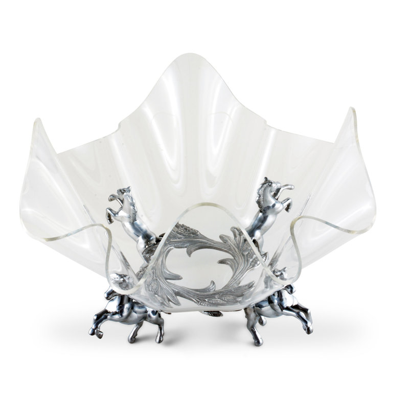 Equestrian Aluminum and Acrylic Salad Bowl with Horse Stand