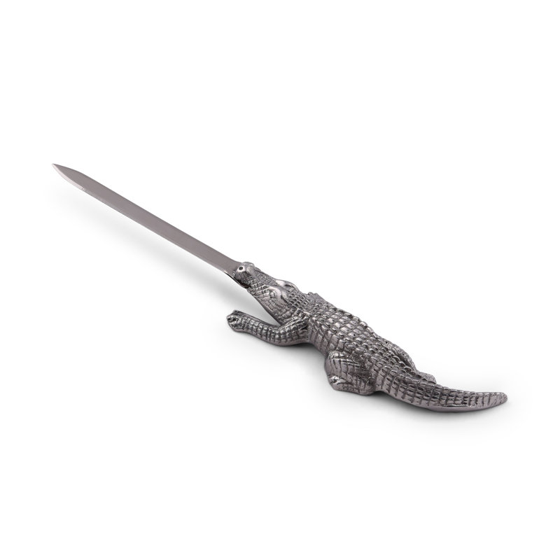 Arthur Court Aluminum Alligator Letter Opener with Stainless Steel Blade