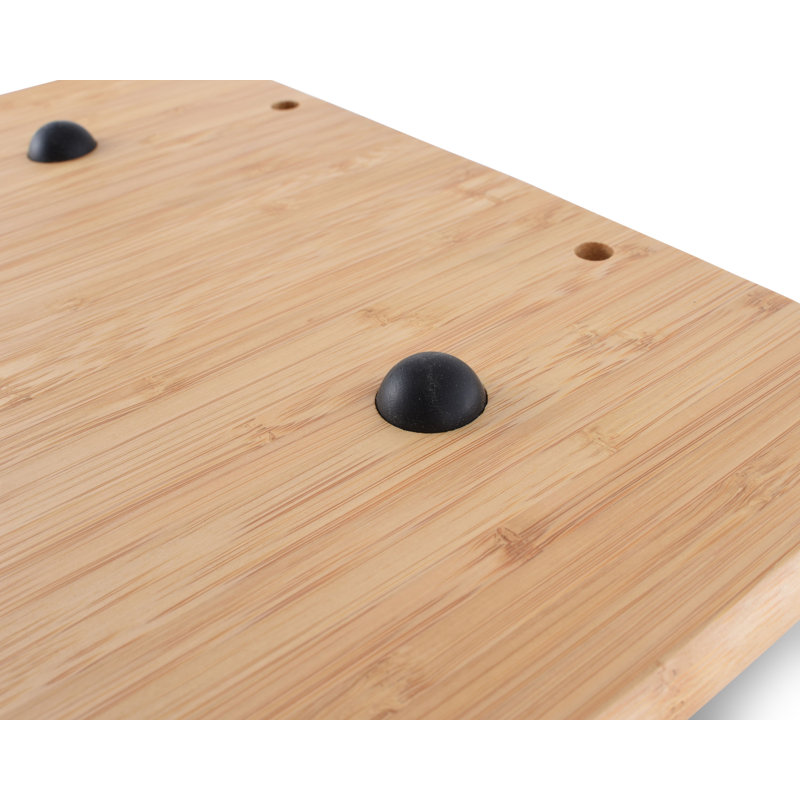 Rustic Light Wood Bamboo Carving Board with Aluminum Antler Handles