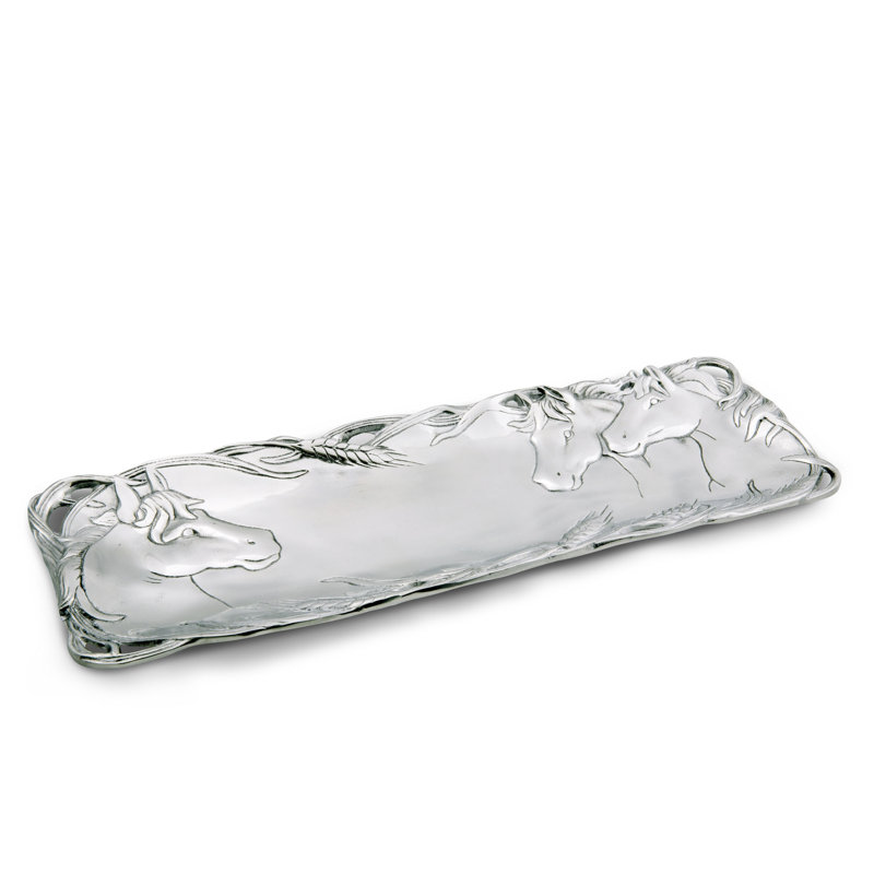 Handcrafted Aluminum Horse Equestrian Serving Tray, 19 x 6 inches