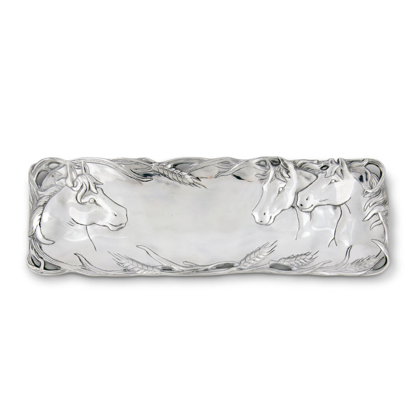 Handcrafted Aluminum Horse Equestrian Serving Tray, 19 x 6 inches
