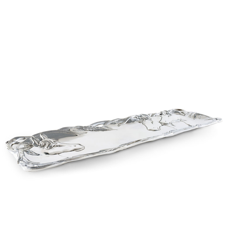 Handcrafted Aluminum Horse Equestrian Serving Tray, 19 x 6 inches