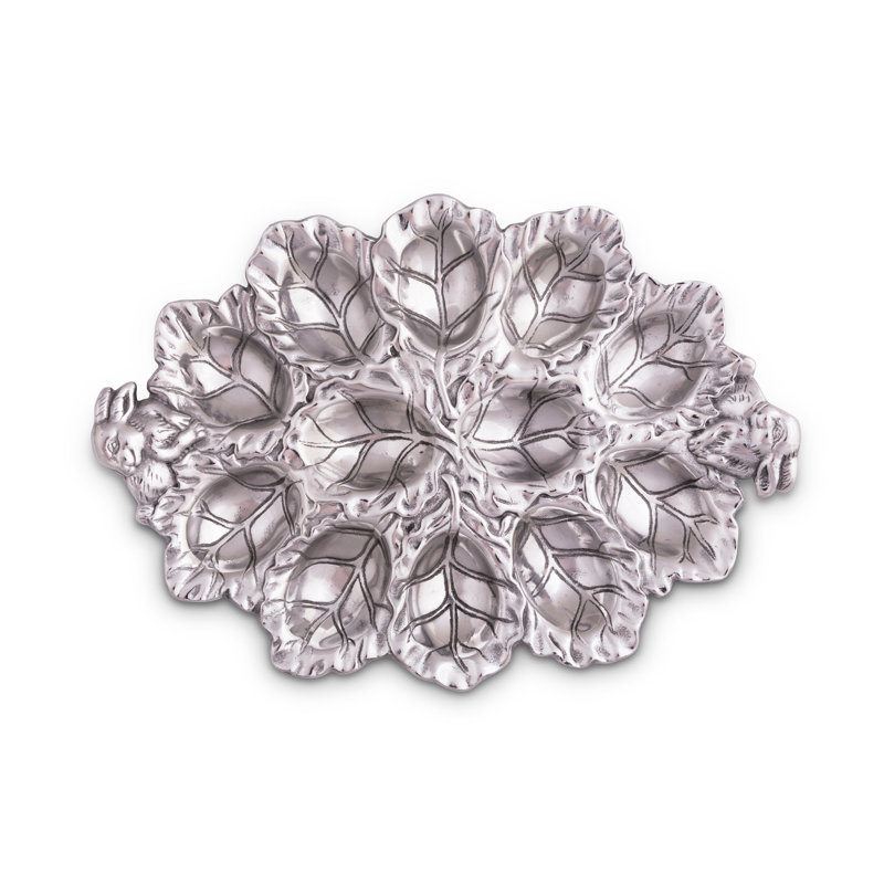Silver Aluminum Bunny Deviled Egg Platter, 12" x 8.5"