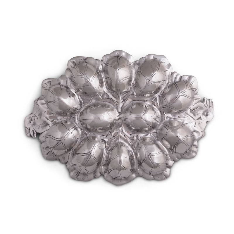 Silver Aluminum Bunny Deviled Egg Platter, 12" x 8.5"