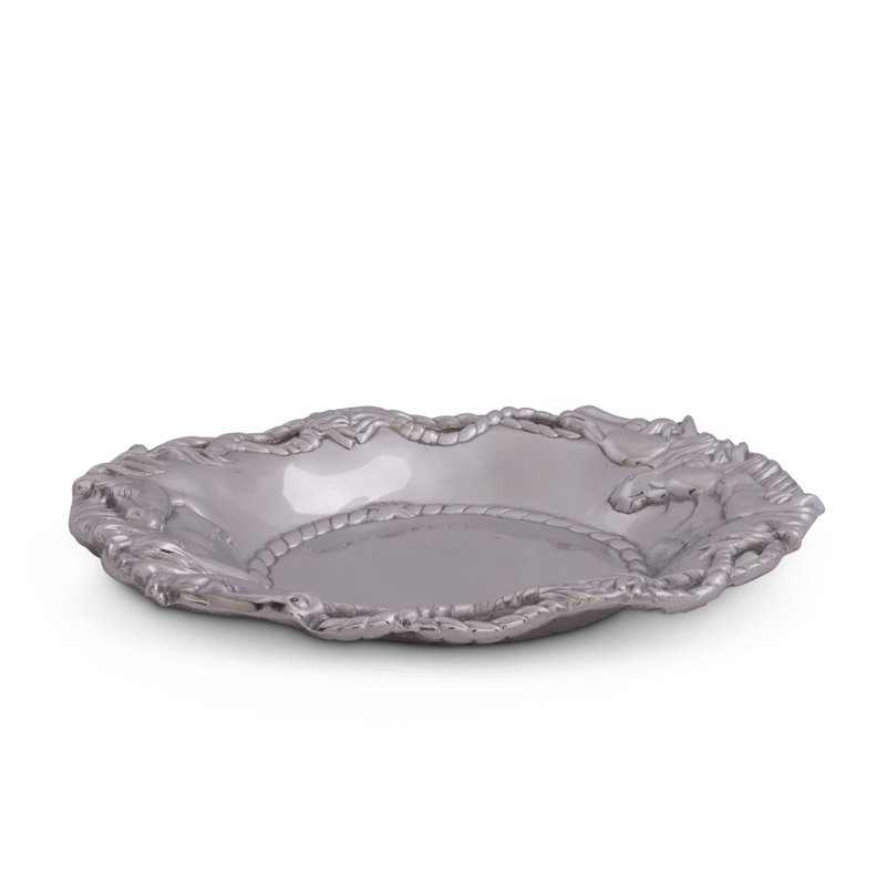 Handcrafted Aluminum Equestrian Horse Oval Tray with Rope Detail