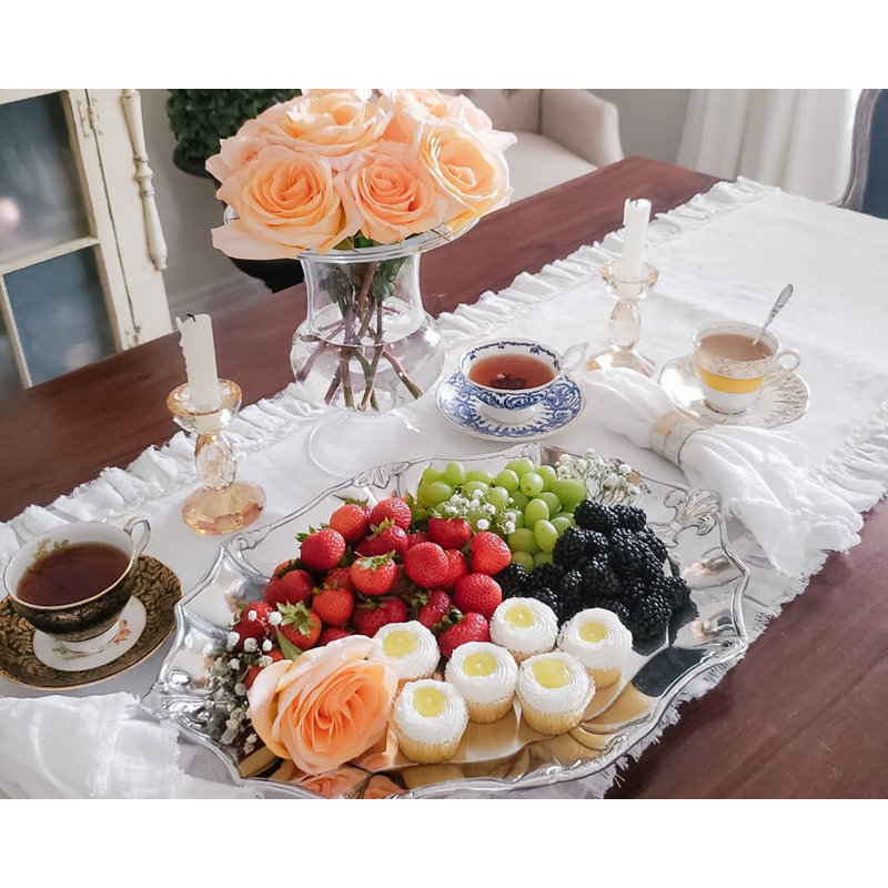 Elegant Aluminum Oval Serving Platter with Fleur-De-Lis Design