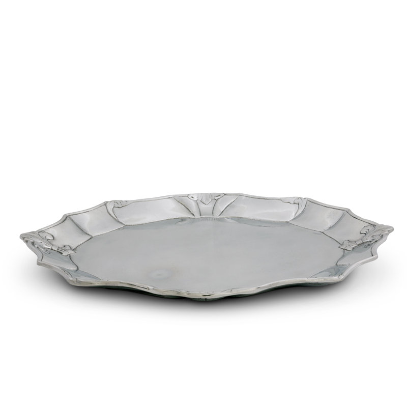 Elegant Aluminum Oval Serving Platter with Fleur-De-Lis Design