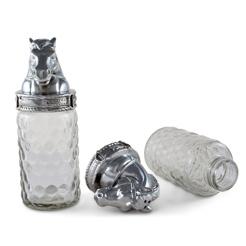 Equestrian Horse Metal and Glass Salt and Pepper Shakers