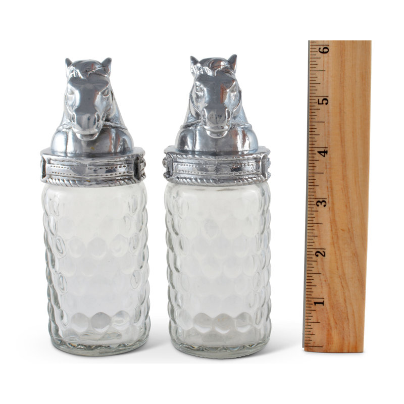 Equestrian Horse Metal and Glass Salt and Pepper Shakers