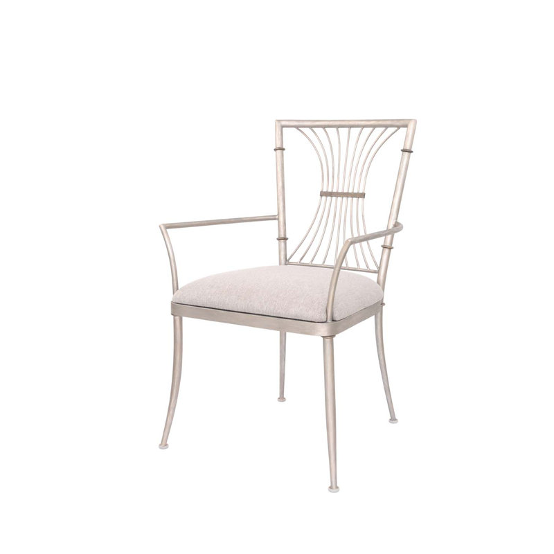 Transitional Gray Leather and Metal Side Chair