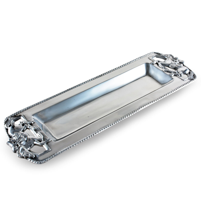 Silver Aluminum Thoroughbred Horse Oblong Serving Tray