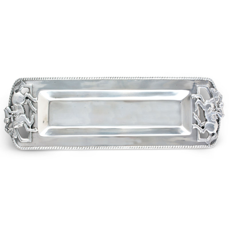Silver Aluminum Thoroughbred Horse Oblong Serving Tray