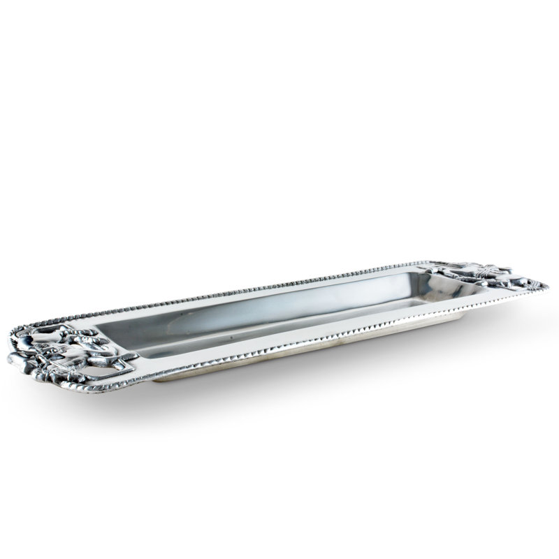 Silver Aluminum Thoroughbred Horse Oblong Serving Tray