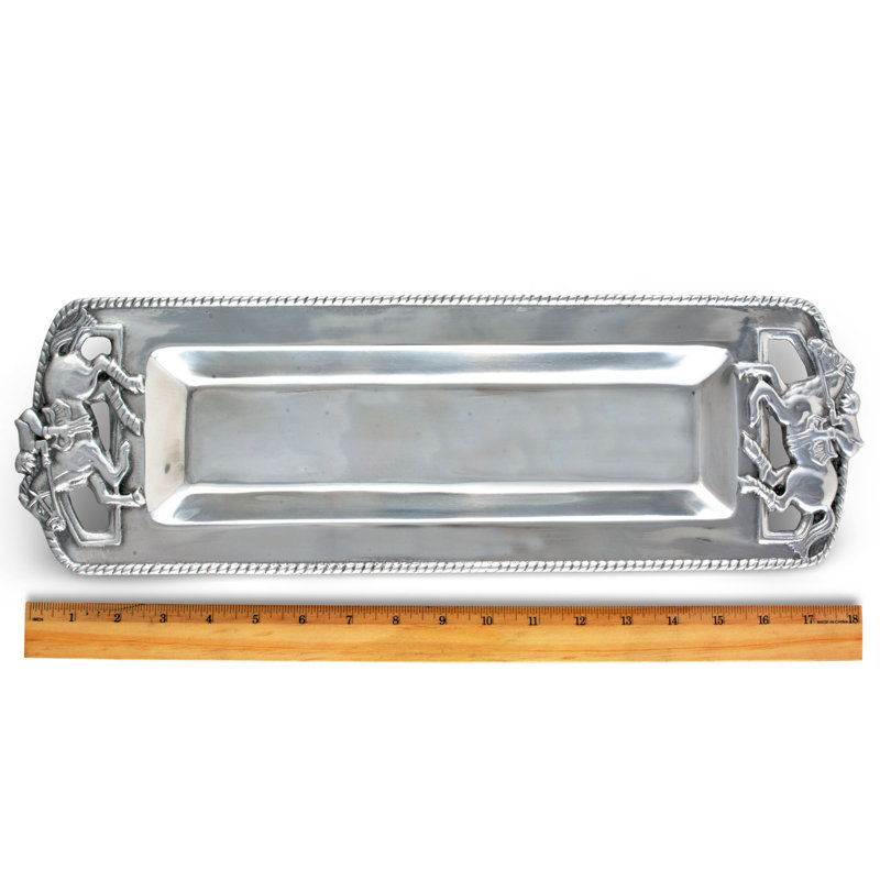 Silver Aluminum Thoroughbred Horse Oblong Serving Tray