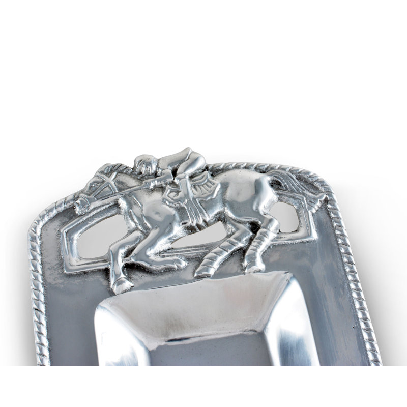 Silver Aluminum Thoroughbred Horse Oblong Serving Tray