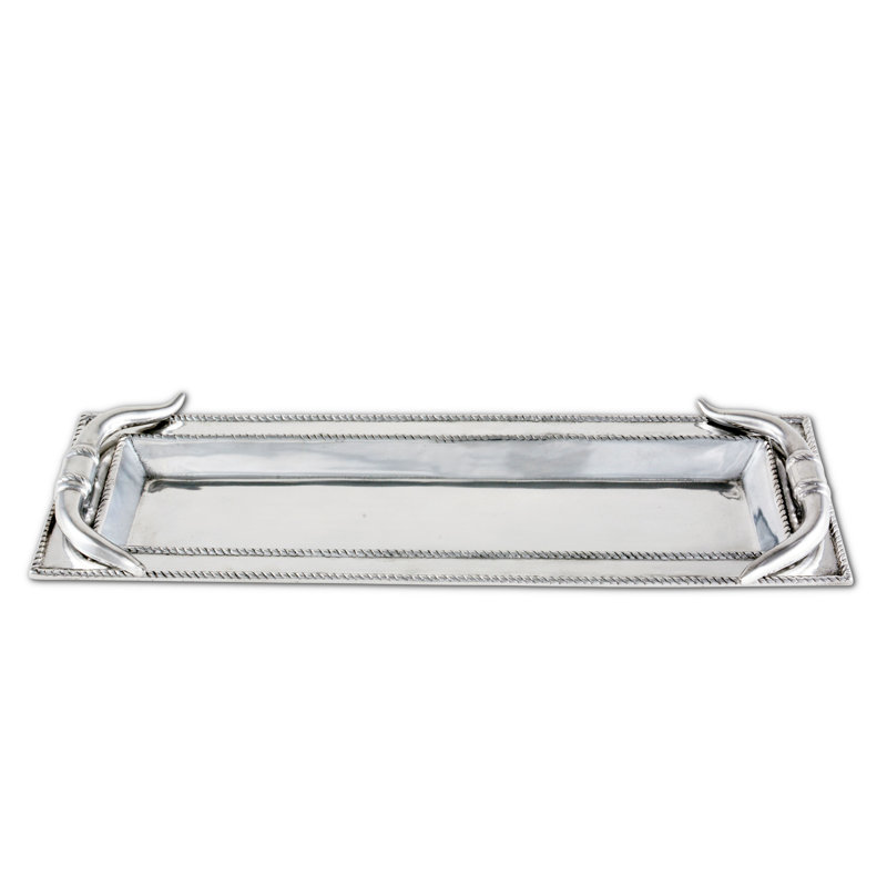 Arthur Court Western Aluminum Longhorn Tray with Ropy Border