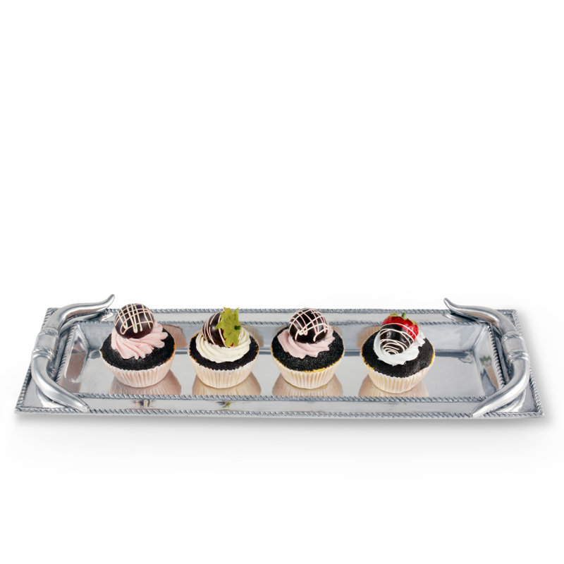 Arthur Court Western Aluminum Longhorn Tray with Ropy Border