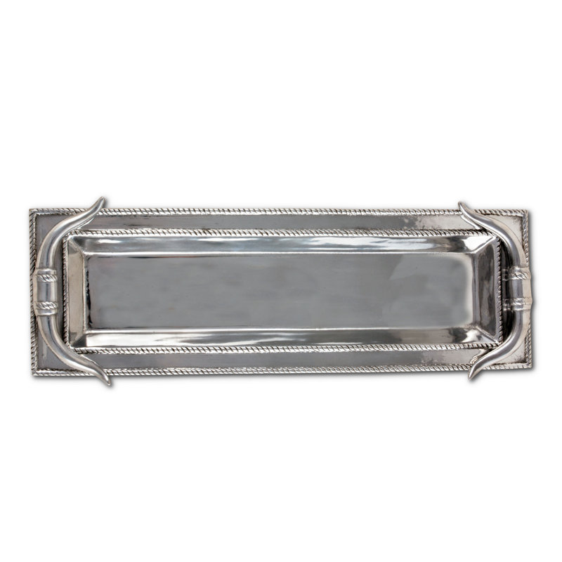 Arthur Court Western Aluminum Longhorn Tray with Ropy Border