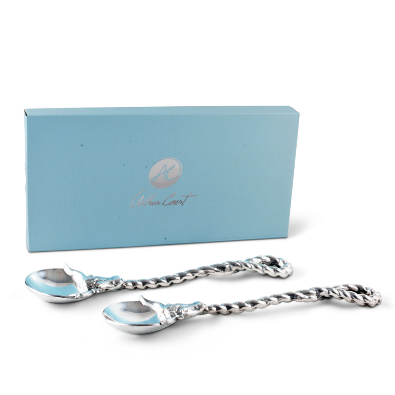 Silver Aluminum Longhorn Western Salad Serving Set