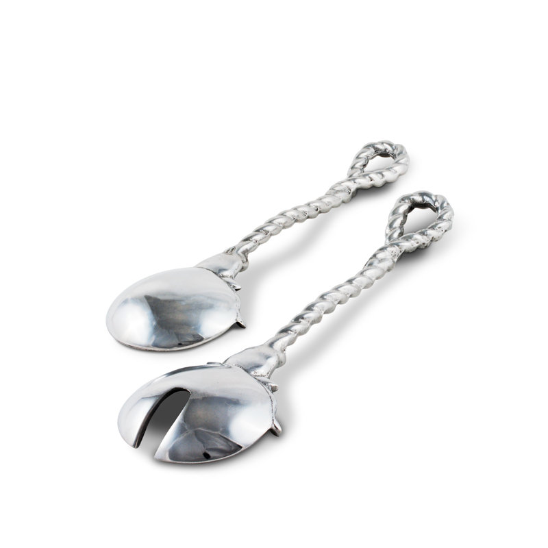 Silver Aluminum Longhorn Western Salad Serving Set