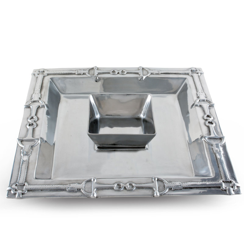 Equestrian Aluminum Square Chip and Dip Platter