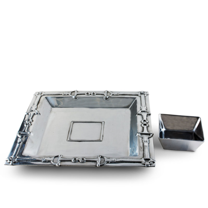 Equestrian Aluminum Square Chip and Dip Platter