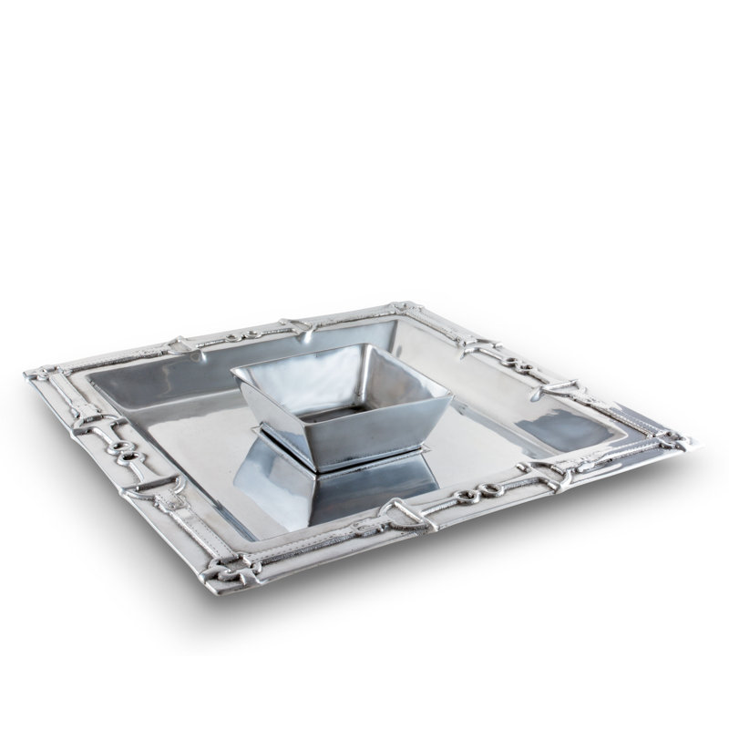 Equestrian Aluminum Square Chip and Dip Platter