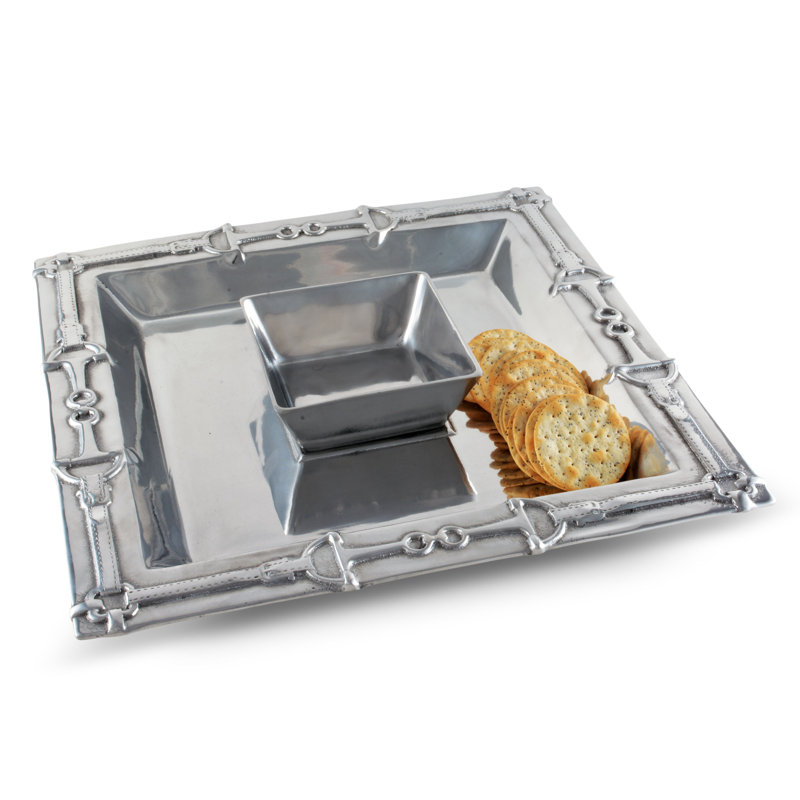 Equestrian Aluminum Square Chip and Dip Platter