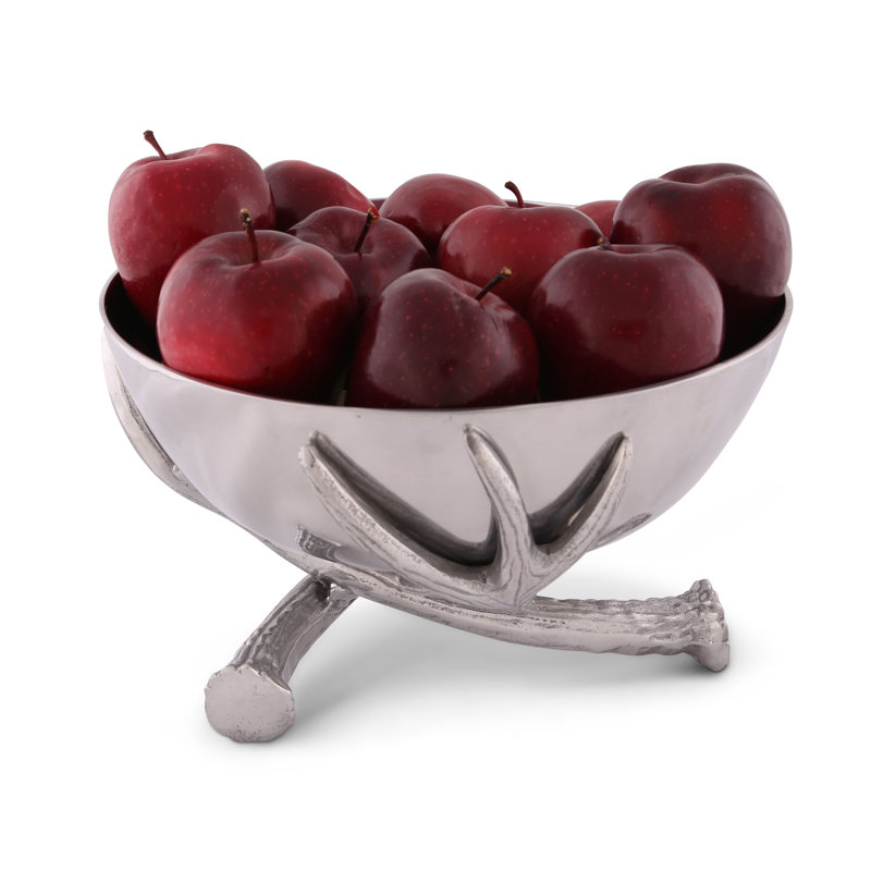 Rustic Aluminum Antler Pedestal Serving Bowl, 10.5" Diameter