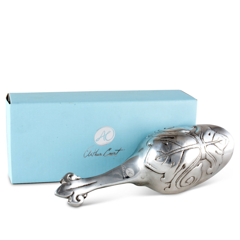 Fleur De Lis Polished Aluminum Ice Scoop with Long Handle