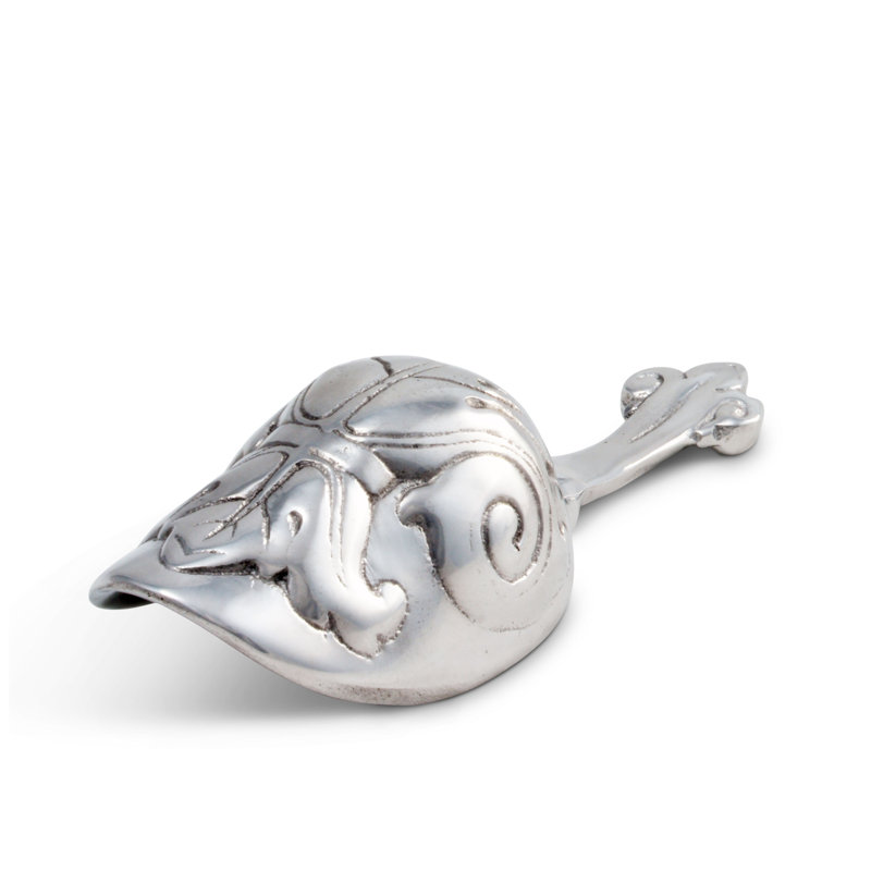 Fleur De Lis Polished Aluminum Ice Scoop with Long Handle