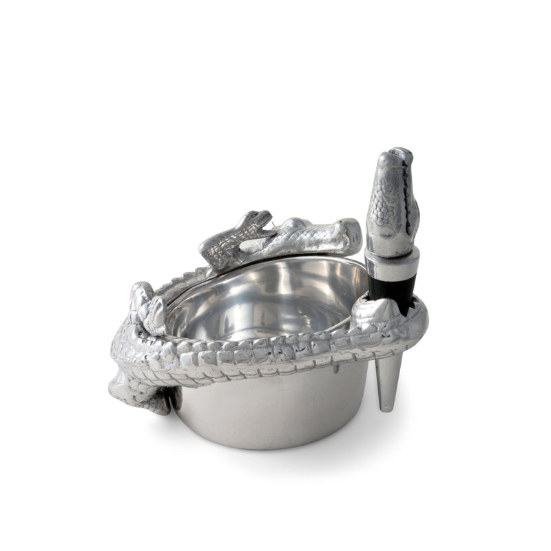 Alligator Aluminum Novelty Wine Coaster and Stopper Set