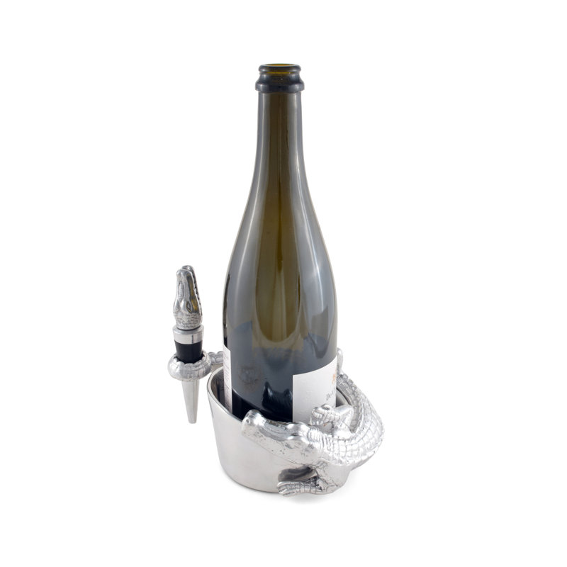 Alligator Aluminum Novelty Wine Coaster and Stopper Set