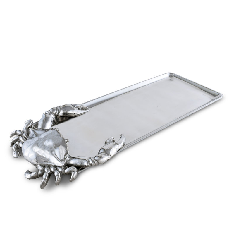 Coastal Aluminum Crab Oblong Serving Tray, 18 inch x 7 inch