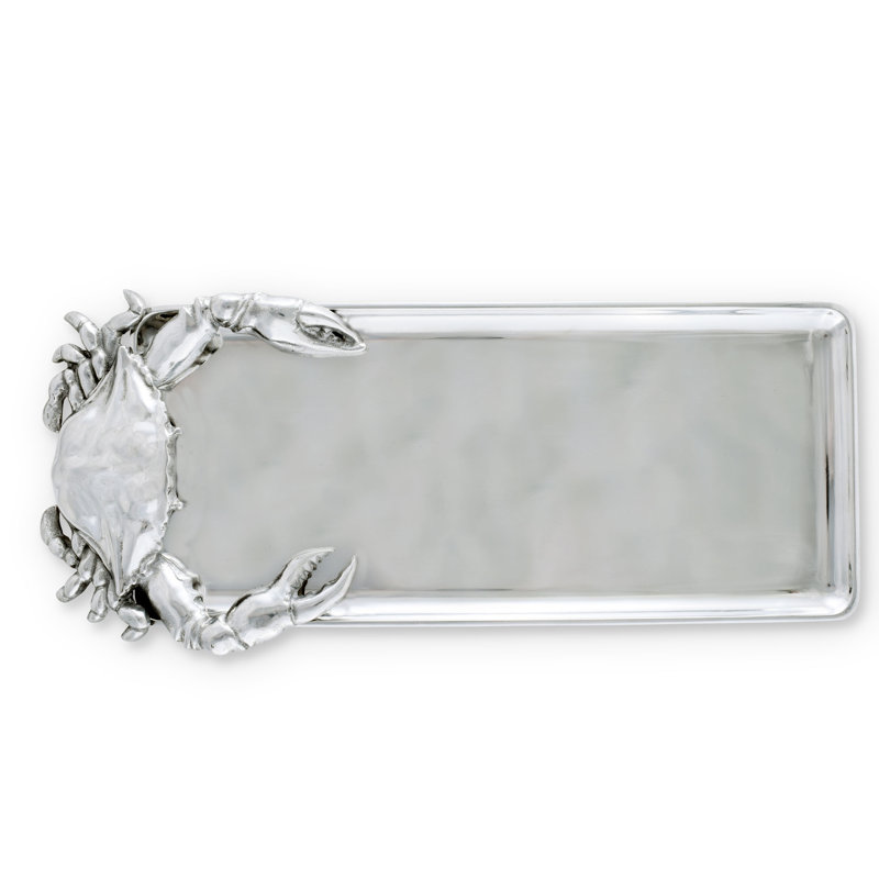 Coastal Aluminum Crab Oblong Serving Tray, 18 inch x 7 inch
