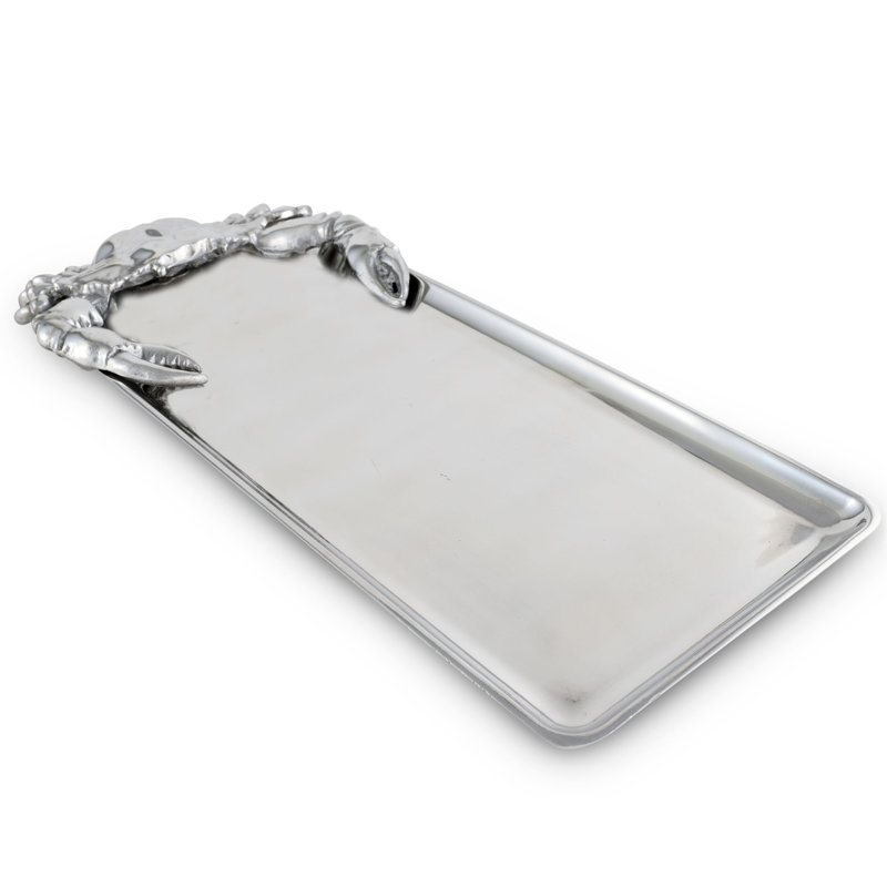 Coastal Aluminum Crab Oblong Serving Tray, 18 inch x 7 inch