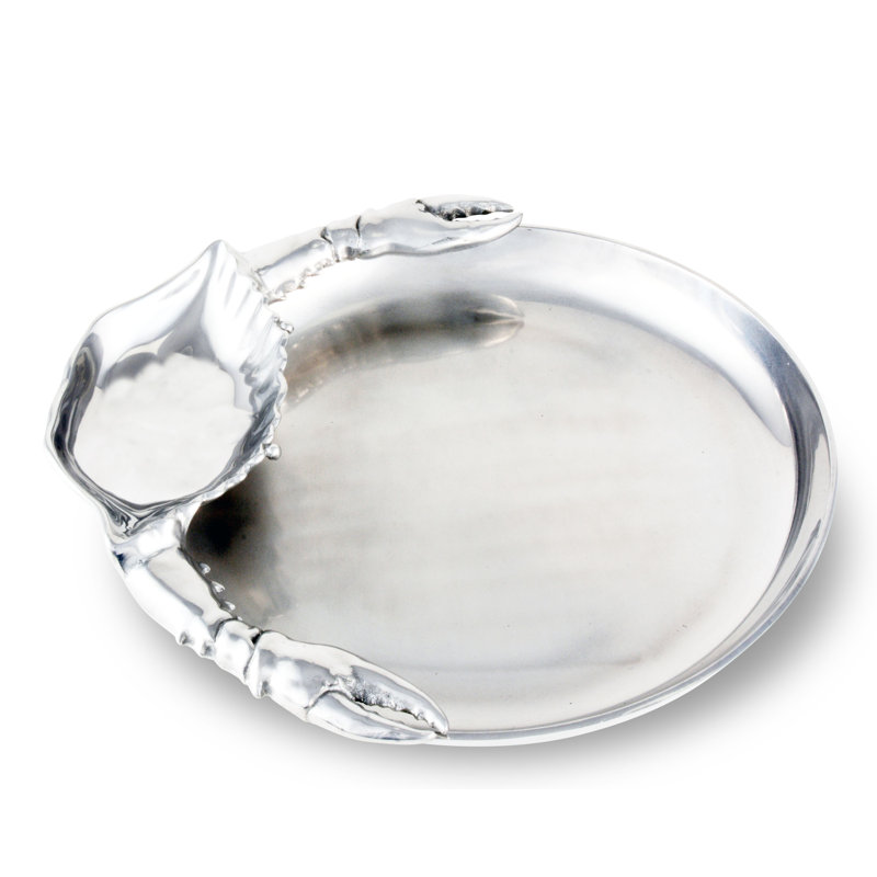 Arthur Court Coastal Aluminum Crab Chip and Dip Platter