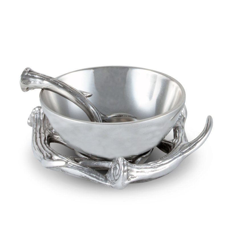 Rustic Aluminum Antler Condiment Server with Spoon