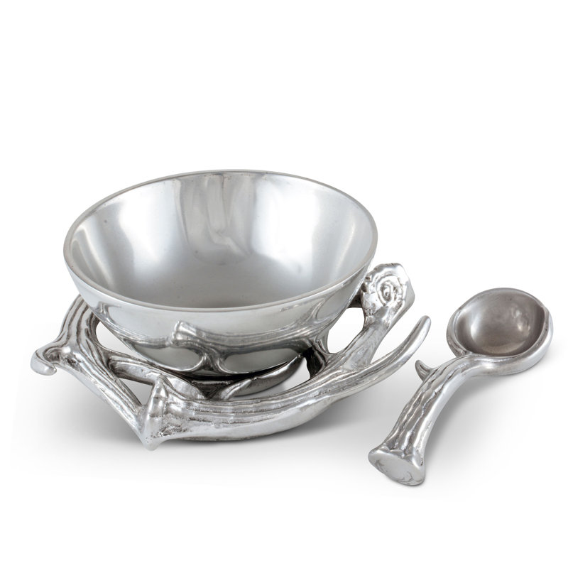 Rustic Aluminum Antler Condiment Server with Spoon