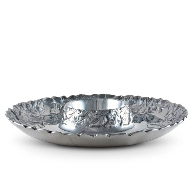 Handcrafted Aluminum Bunny Design Chips and Dip Platter