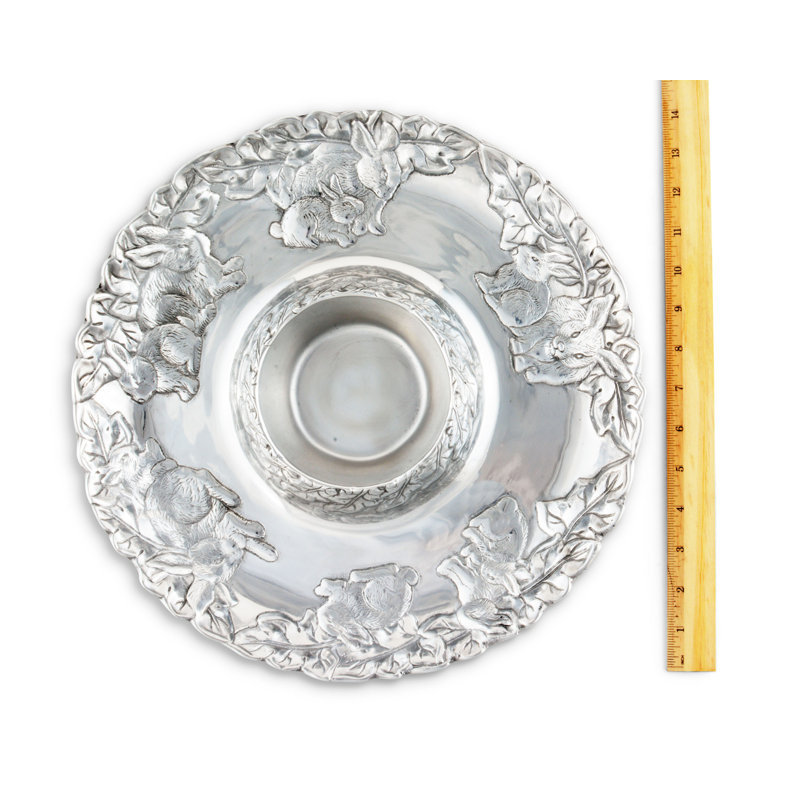 Handcrafted Aluminum Bunny Design Chips and Dip Platter