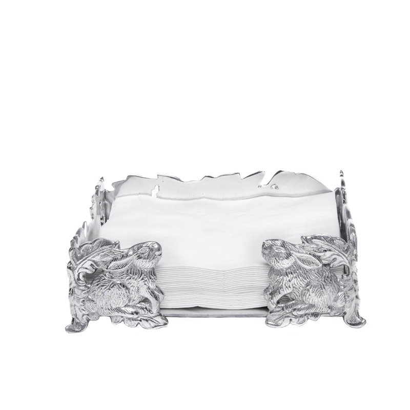 Arthur Court Silver Bunny Aluminum Napkin Holder