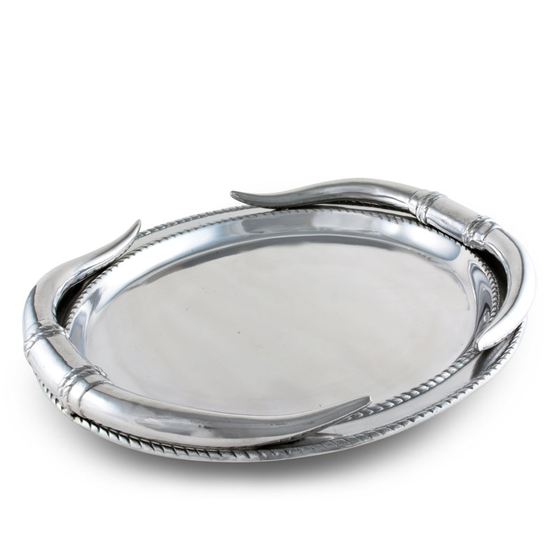 Longhorn Oval Aluminum Platter with Horn Handles