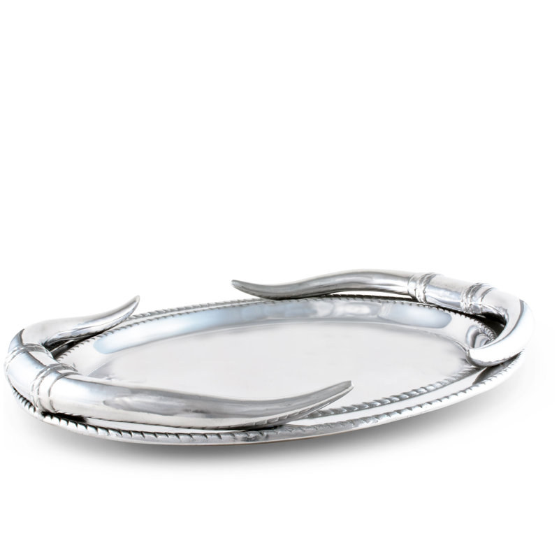 Longhorn Oval Aluminum Platter with Horn Handles