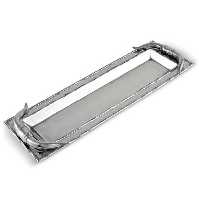 Arthur Court Western Aluminum Longhorn Tray with Ropy Border