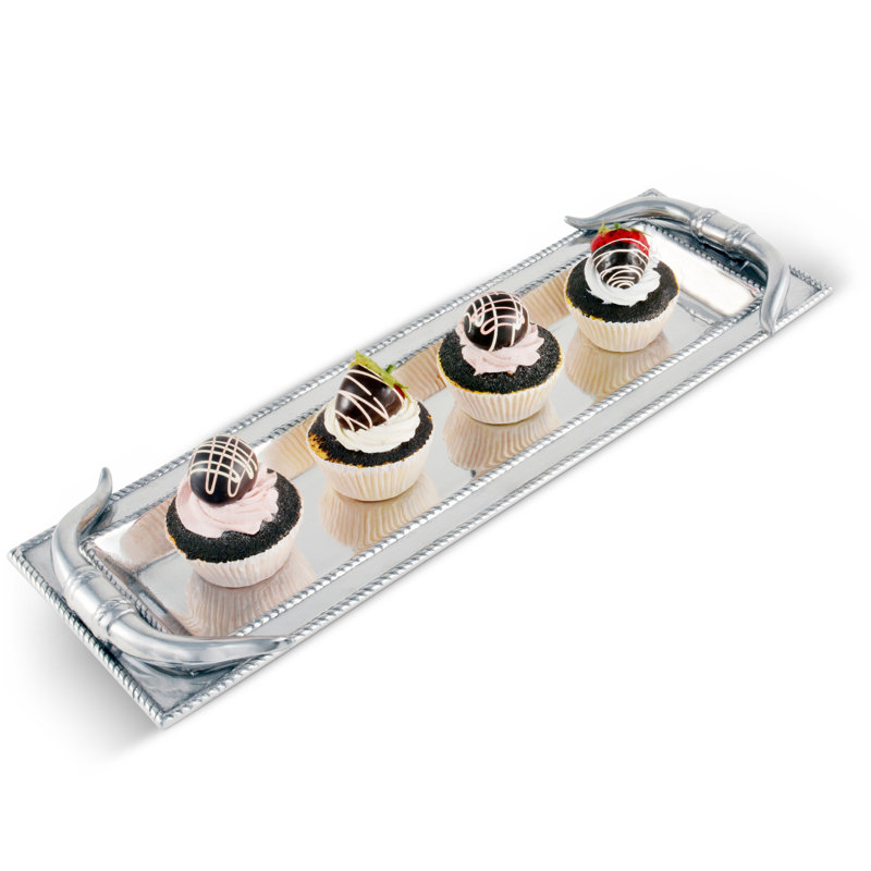 Arthur Court Western Aluminum Longhorn Tray with Ropy Border
