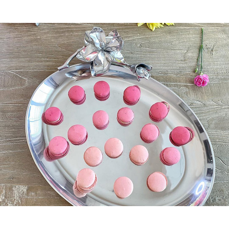 Magnolia Aluminum Oval Platter with Floral Design