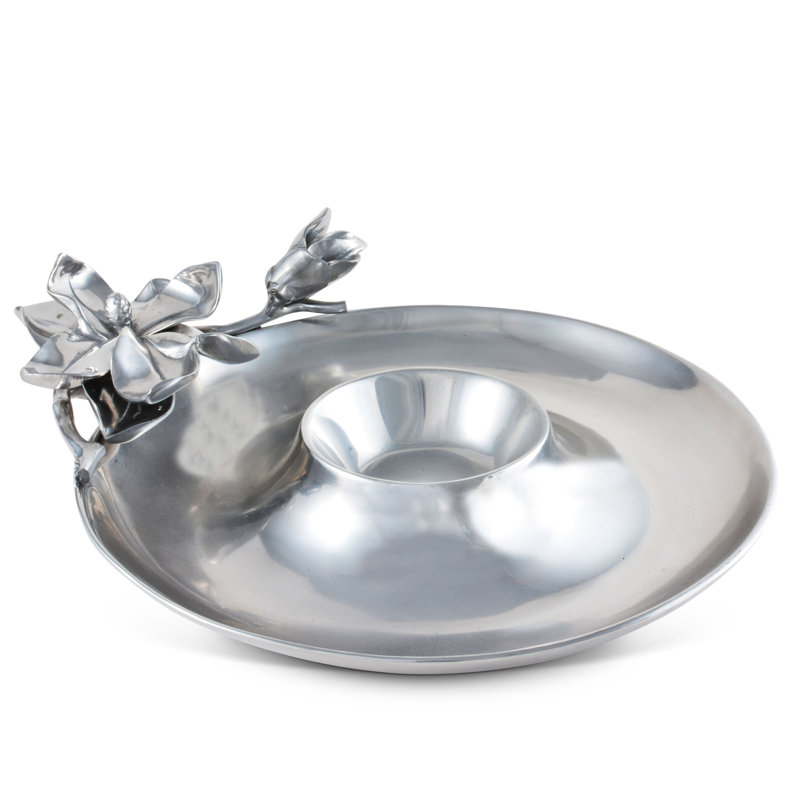 Magnolia Bloom Aluminum Chip and Dip Platter