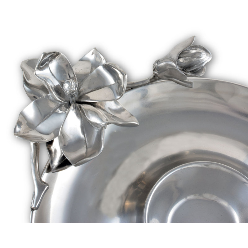 Magnolia Bloom Aluminum Chip and Dip Platter