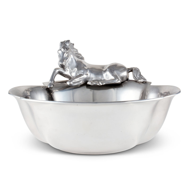 Arthur Court Horse Aluminum Round Serving Bowl